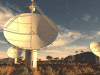 Artist's impression of ASKAP at the Murchison Radio-astronomy Observatory.