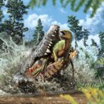 Crocodile eats dinosaur!